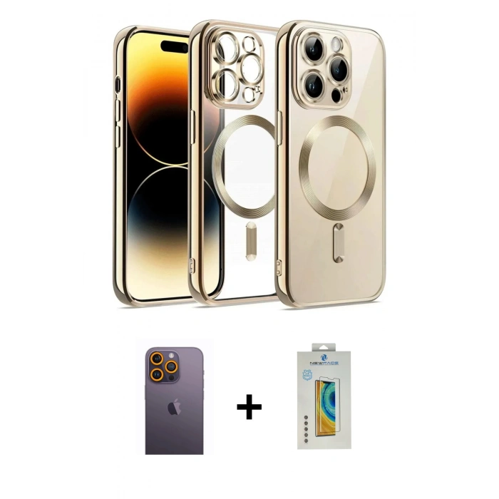 MARSİLYAN™- iPhone 12 Pro Kılıf Nova Işık Özel Seri - Siyah Polymer Nano Ekran Koruyucu + Neon Fosforlu Kamera Lens - SI