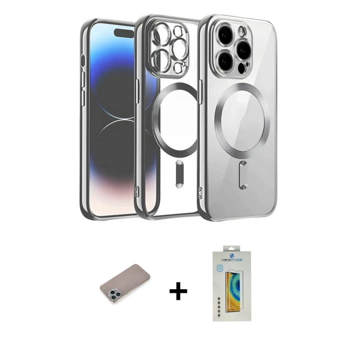 MARSİLYAN™- iPhone 12 Pro Kılıf Nova Işık Özel Seri - Siyah Polymer Nano Ekran Koruyucu + Shine Kamera Lens Koruma Cam - SABE