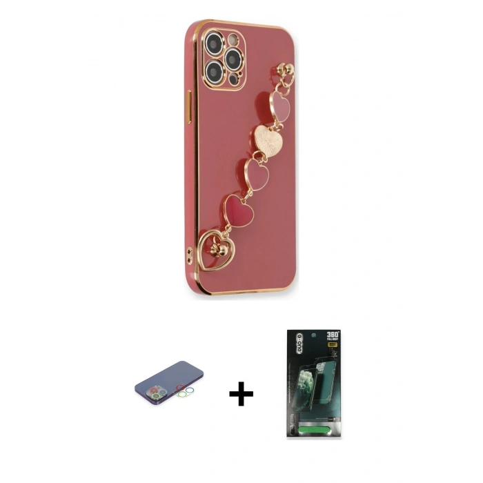 MARSİLYAN™- iPhone 12 Pro Kılıf Nova Işık Prime - Şeffaf 360 Full Body Arka Koruyucu + Renkli Kamera Lens Koruma Cam - MI