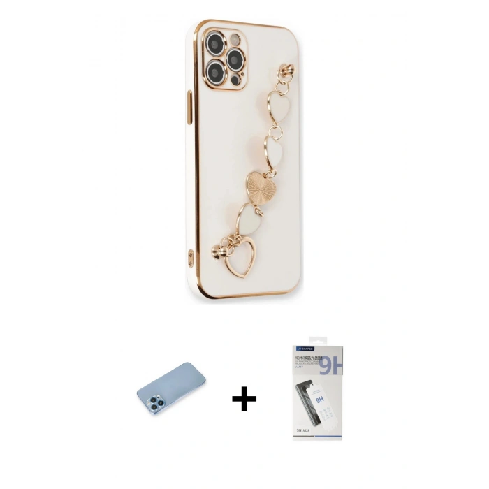 MARSİLYAN™- iPhone 12 Pro Kılıf Nova Işık Prime - Şeffaf Uv Polymer Nano Ekran Koruyucu + Shine Kamera Lens Koruma Cam - MI