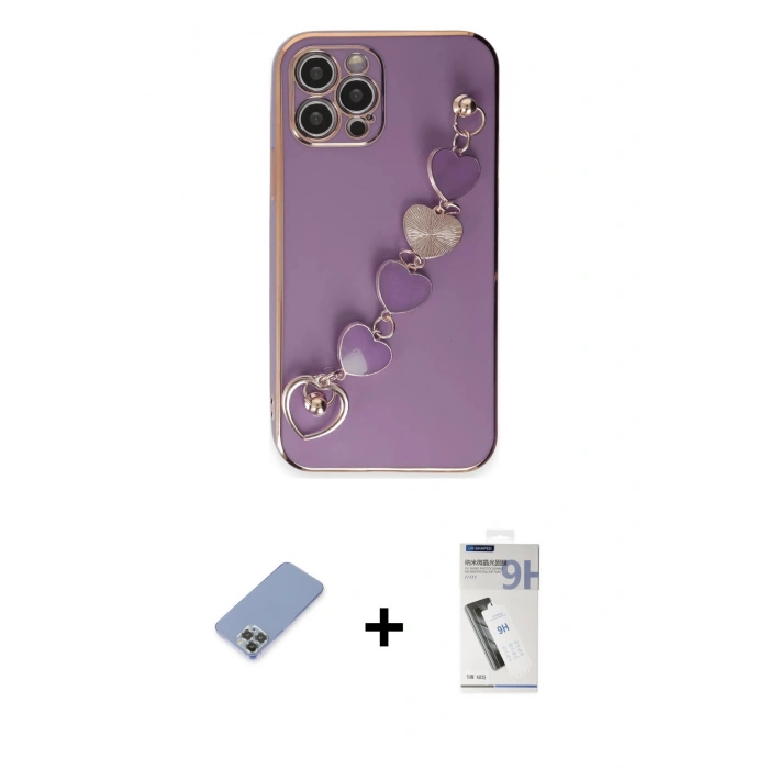 MARSİLYAN™- iPhone 12 Pro Kılıf Nova Işık Prime - Şeffaf Uv Polymer Nano Ekran Koruyucu + Metal Kamera Lens Koruma Cam - KUYL