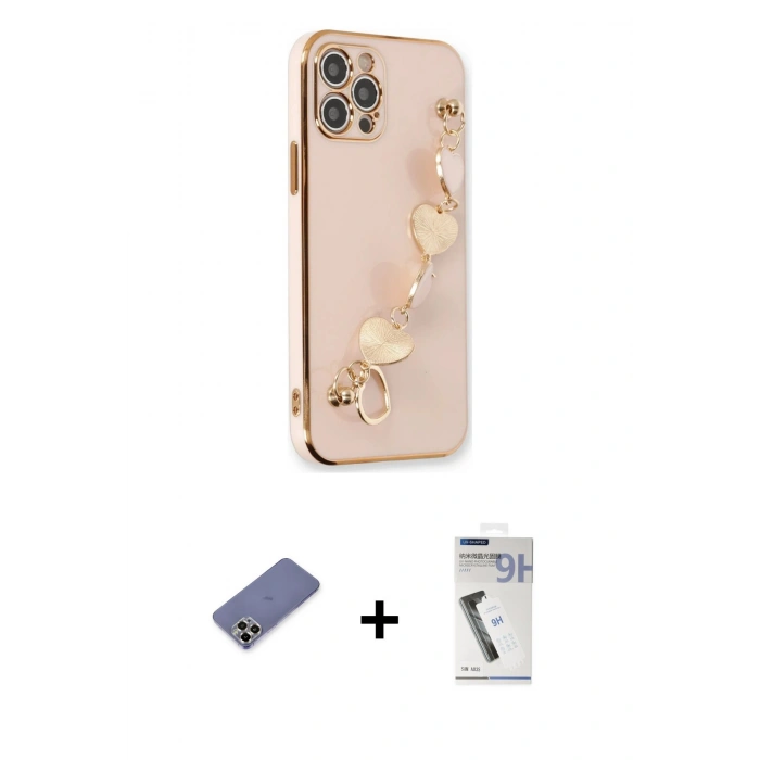 MARSİLYAN™- iPhone 12 Pro Kılıf Nova Işık Prime - Şeffaf Uv Polymer Nano Ekran Koruyucu + Metal Kamera Lens Koruma Cam - GD
