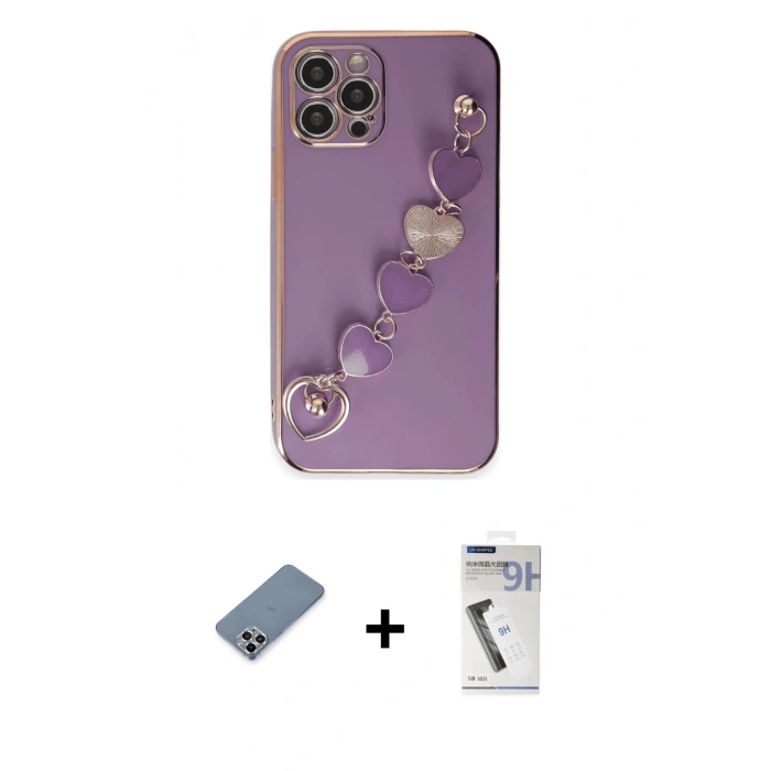 MARSİLYAN™- iPhone 12 Pro Kılıf Nova Işık Prime - Şeffaf Uv Polymer Nano Ekran Koruyucu + Metal Kamera Lens Koruma Cam - GS