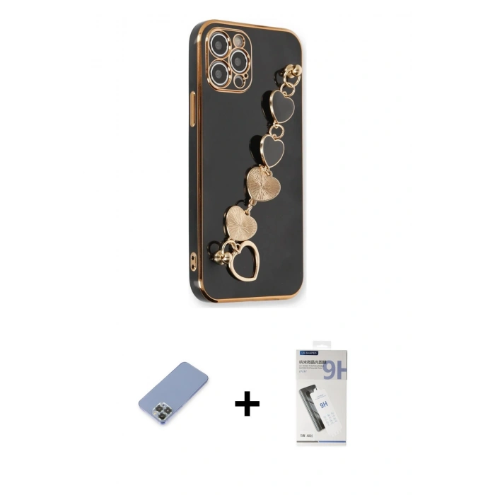 MARSİLYAN™- iPhone 12 Pro Kılıf Nova Işık Prime - Şeffaf Uv Polymer Nano Ekran Koruyucu + Metal Kamera Lens Koruma Cam - KUYL