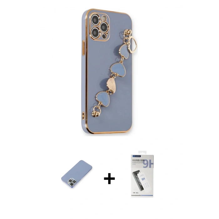 MARSİLYAN™- iPhone 12 Pro Kılıf Nova Işık Prime - Şeffaf Uv Polymer Nano Ekran Koruyucu + Metal Kamera Lens Koruma Cam - KUYL
