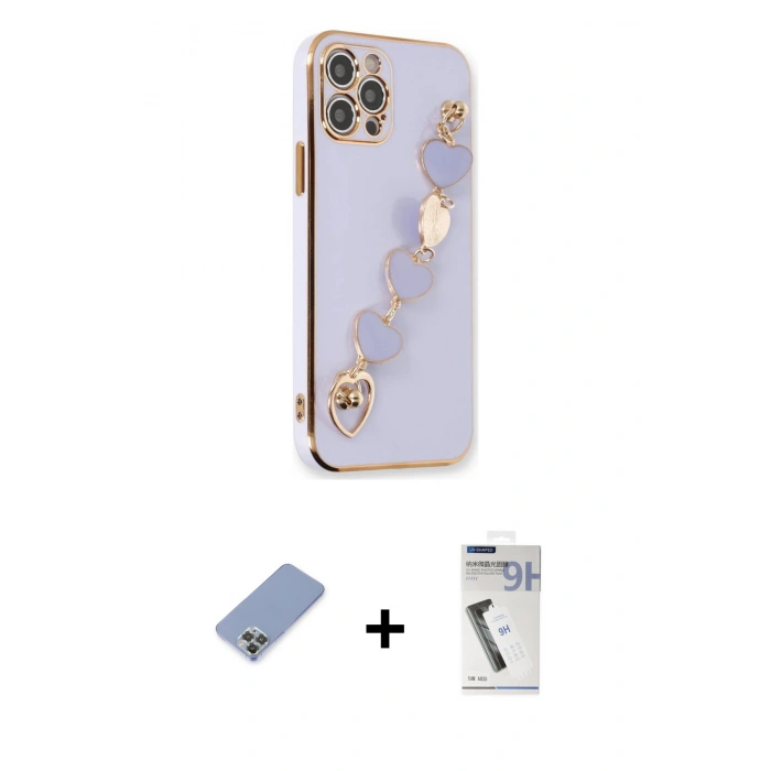 MARSİLYAN™- iPhone 12 Pro Kılıf Nova Işık Prime - Şeffaf Uv Polymer Nano Ekran Koruyucu + Metal Kamera Lens Koruma Cam - KUYL