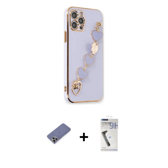 MARSİLYAN™- iPhone 12 Pro Kılıf Nova Işık Prime - Şeffaf Uv Polymer Nano Ekran Koruyucu + Metal Kamera Lens Koruma Cam - GD