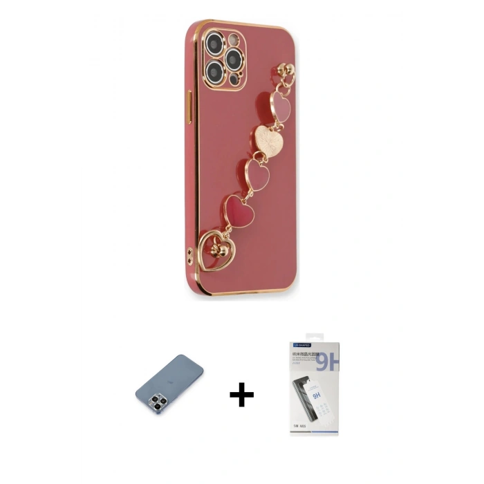 MARSİLYAN™- iPhone 12 Pro Kılıf Nova Işık Prime - Şeffaf Uv Polymer Nano Ekran Koruyucu + Metal Kamera Lens Koruma Cam - GS