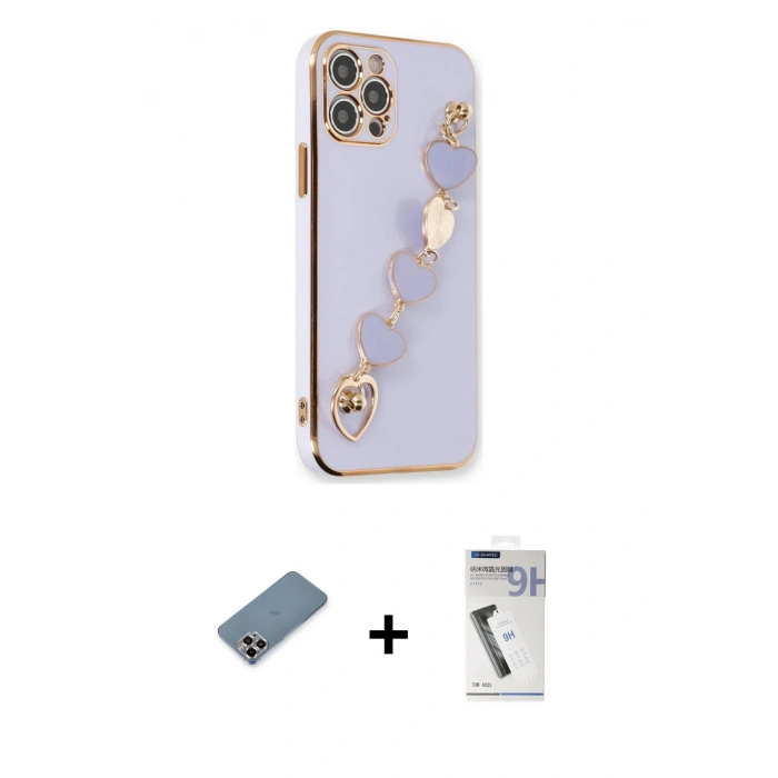 MARSİLYAN™- iPhone 12 Pro Kılıf Nova Işık Prime - Şeffaf Uv Polymer Nano Ekran Koruyucu + Metal Kamera Lens Koruma Cam - MR