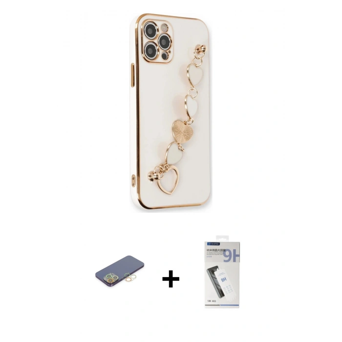 MARSİLYAN™- iPhone 12 Pro Kılıf Nova Işık Prime - Şeffaf Uv Polymer Nano Ekran Koruyucu + Renkli Kamera Lens Koruma Cam - SI