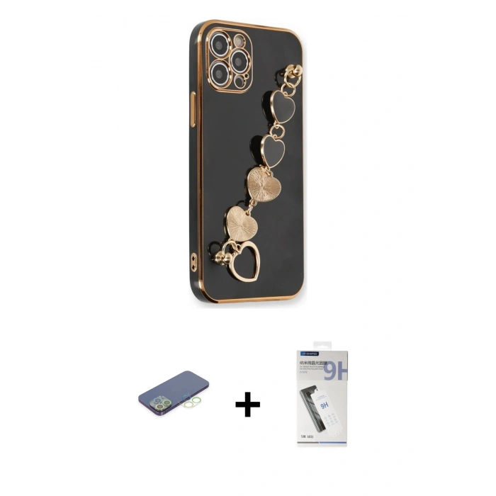 MARSİLYAN™- iPhone 12 Pro Kılıf Nova Işık Prime - Şeffaf Uv Polymer Nano Ekran Koruyucu + Renkli Kamera Lens Koruma Cam - YL