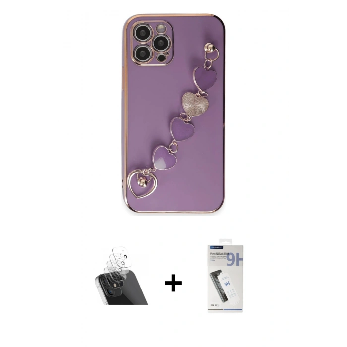 MARSİLYAN™- iPhone 12 Pro Kılıf Nova Işık Prime - Şeffaf Uv Polymer Nano Ekran Koruyucu + Şeffaf Kamera Lens Koruma Cam