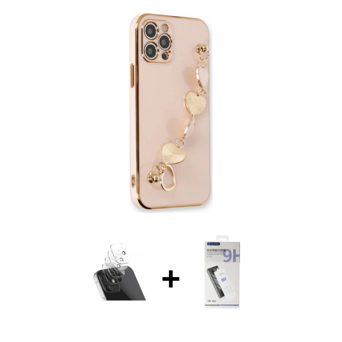 MARSİLYAN™- iPhone 12 Pro Kılıf Nova Işık Prime - Şeffaf Uv Polymer Nano Ekran Koruyucu + Şeffaf Kamera Lens Koruma Cam