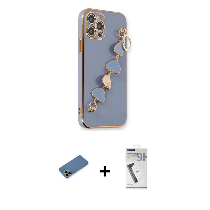 MARSİLYAN™- iPhone 12 Pro Kılıf Nova Işık Prime - Şeffaf Uv Polymer Nano Ekran Koruyucu + Shine Kamera Lens Koruma Cam - GD
