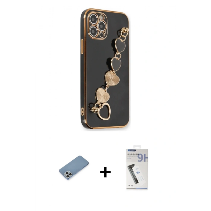 MARSİLYAN™- iPhone 12 Pro Kılıf Nova Işık Prime - Şeffaf Uv Polymer Nano Ekran Koruyucu + Shine Kamera Lens Koruma Cam - GS