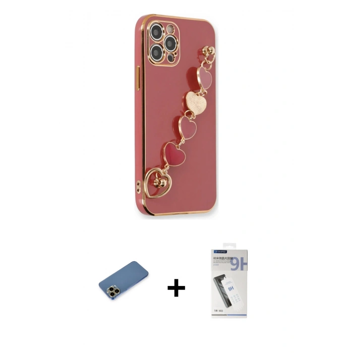 MARSİLYAN™- iPhone 12 Pro Kılıf Nova Işık Prime - Şeffaf Uv Polymer Nano Ekran Koruyucu + Shine Kamera Lens Koruma Cam - GD