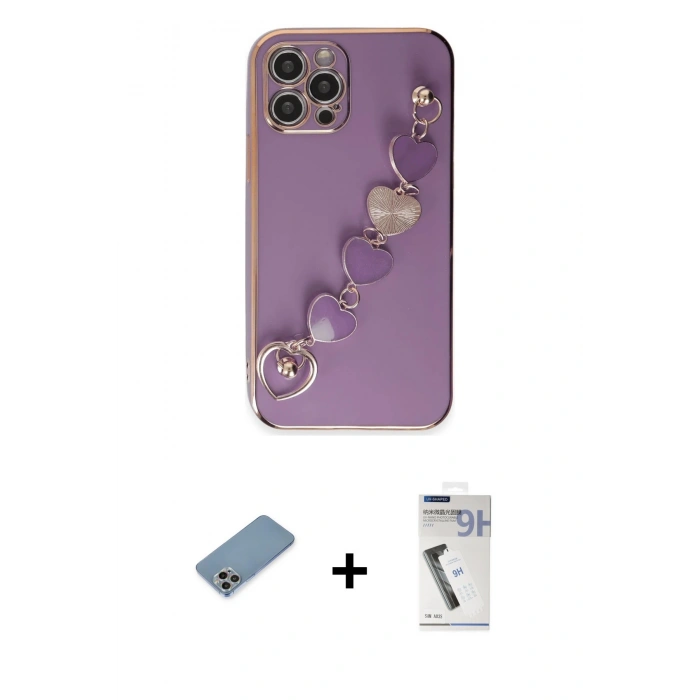 MARSİLYAN™- iPhone 12 Pro Kılıf Nova Işık Prime - Şeffaf Uv Polymer Nano Ekran Koruyucu + Shine Kamera Lens Koruma Cam - GI