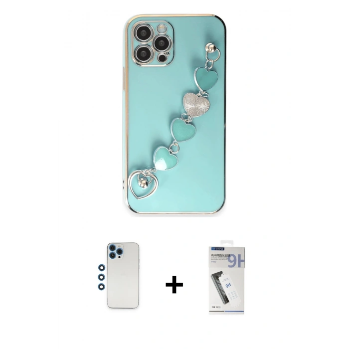 MARSİLYAN™- iPhone 12 Pro Kılıf Nova Işık Prime - Şeffaf Uv Polymer Nano Ekran Koruyucu + Shine Kamera Lens - MI