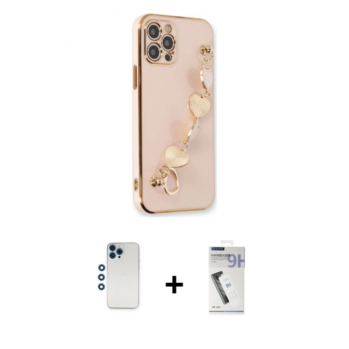 MARSİLYAN™- iPhone 12 Pro Kılıf Nova Işık Prime - Şeffaf Uv Polymer Nano Ekran Koruyucu + Shine Kamera Lens - MI