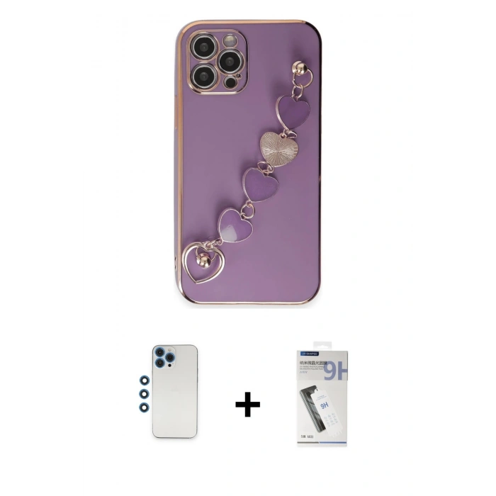 MARSİLYAN™- iPhone 12 Pro Kılıf Nova Işık Prime - Şeffaf Uv Polymer Nano Ekran Koruyucu + Shine Kamera Lens - MI