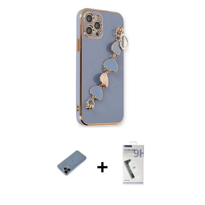 MARSİLYAN™- iPhone 12 Pro Kılıf Nova Işık Prime - Şeffaf Uv Polymer Nano Ekran Koruyucu + Shine Kamera Lens Koruma Cam - SH