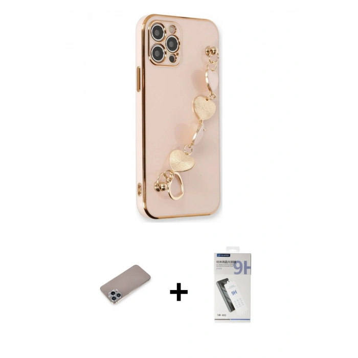 MARSİLYAN™- iPhone 12 Pro Kılıf Nova Işık Prime - Şeffaf Uv Polymer Nano Ekran Koruyucu + Sierra Blue Shine Kamera Lens Koruma Cam