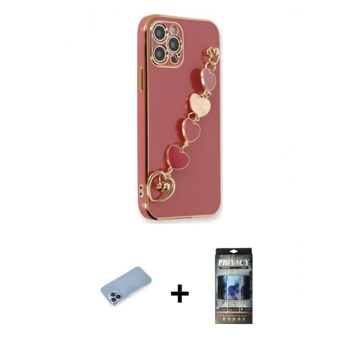 MARSİLYAN™- iPhone 12 Pro Kılıf Nova Işık Prime - Siyah 34D Hayalet Izgaralı Cam + Shine Kamera Lens Koruma Cam - MI