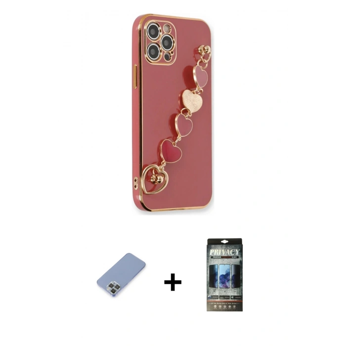 MARSİLYAN™- iPhone 12 Pro Kılıf Nova Işık Prime - Siyah 34D Hayalet Izgaralı Cam + Metal Kamera Lens Koruma Cam - KUYL