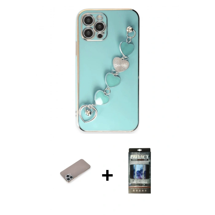 MARSİLYAN™- iPhone 12 Pro Kılıf Nova Işık Prime - Siyah 34D Hayalet Izgaralı Cam + Shine Kamera Lens Koruma Cam - SABE