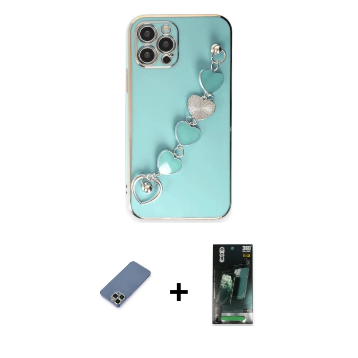 MARSİLYAN™- iPhone 12 Pro Kılıf Nova Işık Prime - Siyah 360 Mat Full Body Arka Koruyucu + Metal Kamera Lens Koruma Cam - AKYL