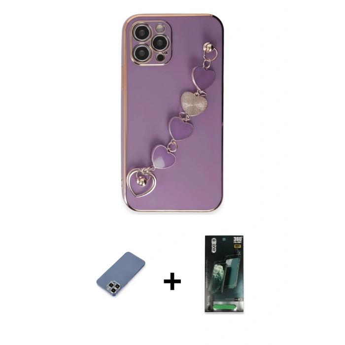 MARSİLYAN™- iPhone 12 Pro Kılıf Nova Işık Prime - Siyah 360 Mat Full Body Arka Koruyucu + Metal Kamera Lens Koruma Cam - AKYL