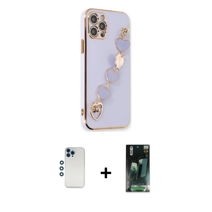 MARSİLYAN™- iPhone 12 Pro Kılıf Nova Işık Prime - Siyah 360 Mat Full Body Arka Koruyucu + Shine Kamera Lens - MI