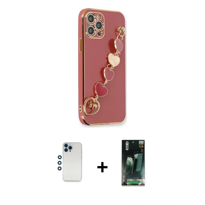 MARSİLYAN™- iPhone 12 Pro Kılıf Nova Işık Prime - Siyah 360 Mat Full Body Arka Koruyucu + Shine Kamera Lens - MI
