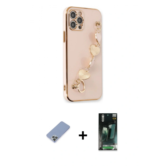 MARSİLYAN™- iPhone 12 Pro Kılıf Nova Işık Prime - Siyah 360 Mat Full Body Arka Koruyucu + Metal Kamera Lens Koruma Cam - KUYL
