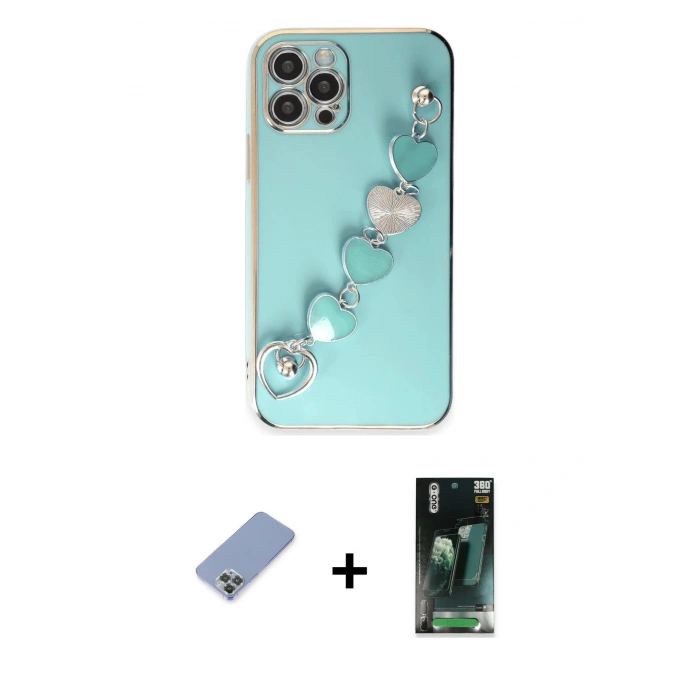 MARSİLYAN™- iPhone 12 Pro Kılıf Nova Işık Prime - Siyah 360 Mat Full Body Arka Koruyucu + Metal Kamera Lens Koruma Cam - KUYL