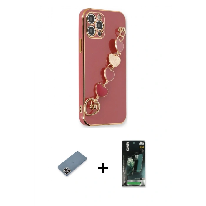 MARSİLYAN™- iPhone 12 Pro Kılıf Nova Işık Prime - Siyah 360 Mat Full Body Arka Koruyucu + Metal Kamera Lens Koruma Cam - MR