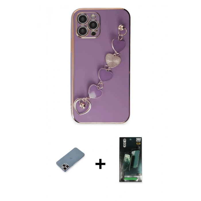 MARSİLYAN™- iPhone 12 Pro Kılıf Nova Işık Prime - Siyah 360 Mat Full Body Arka Koruyucu + Metal Kamera Lens Koruma Cam - MR