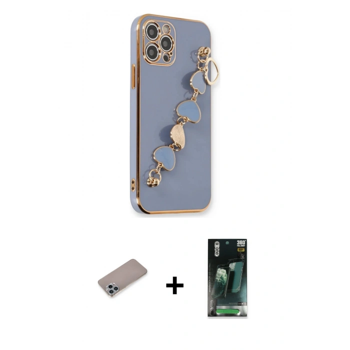 MARSİLYAN™- iPhone 12 Pro Kılıf Nova Işık Prime - Siyah 360 Mat Full Body Arka Koruyucu + Shine Kamera Lens Koruma Cam - SABE