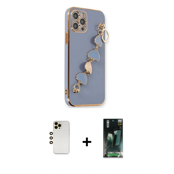 MARSİLYAN™- iPhone 12 Pro Kılıf Nova Işık Prime - Siyah 360 Mat Full Body Arka Koruyucu + Shine Kamera Lens - GD