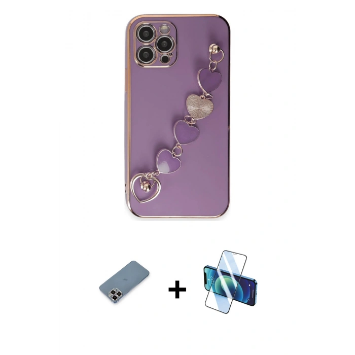 MARSİLYAN™- iPhone 12 Pro Kılıf Nova Işık Prime - Siyah 3D Antistatik Cam Ekran Koruyucu + Metal Kamera Lens Koruma Cam - MR