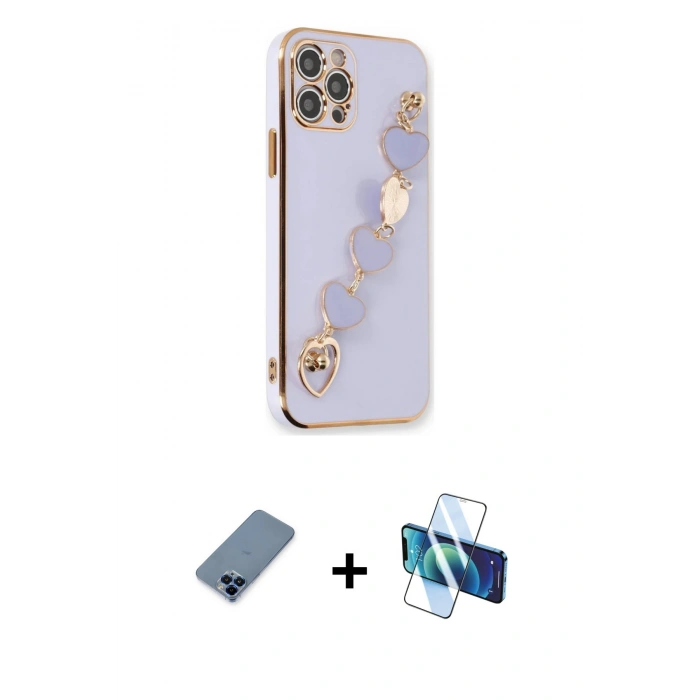 MARSİLYAN™- iPhone 12 Pro Kılıf Nova Işık Prime - Siyah 3D Antistatik Cam Ekran Koruyucu + Metal Kamera Lens Koruma Cam - MI