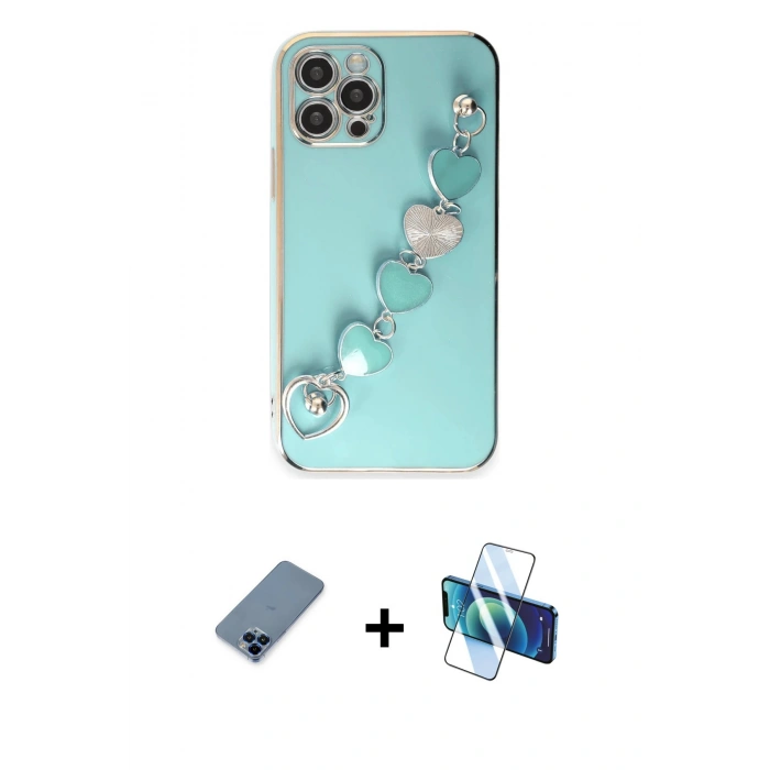 MARSİLYAN™- iPhone 12 Pro Kılıf Nova Işık Prime - Siyah 3D Antistatik Cam Ekran Koruyucu + Metal Kamera Lens Koruma Cam - MI
