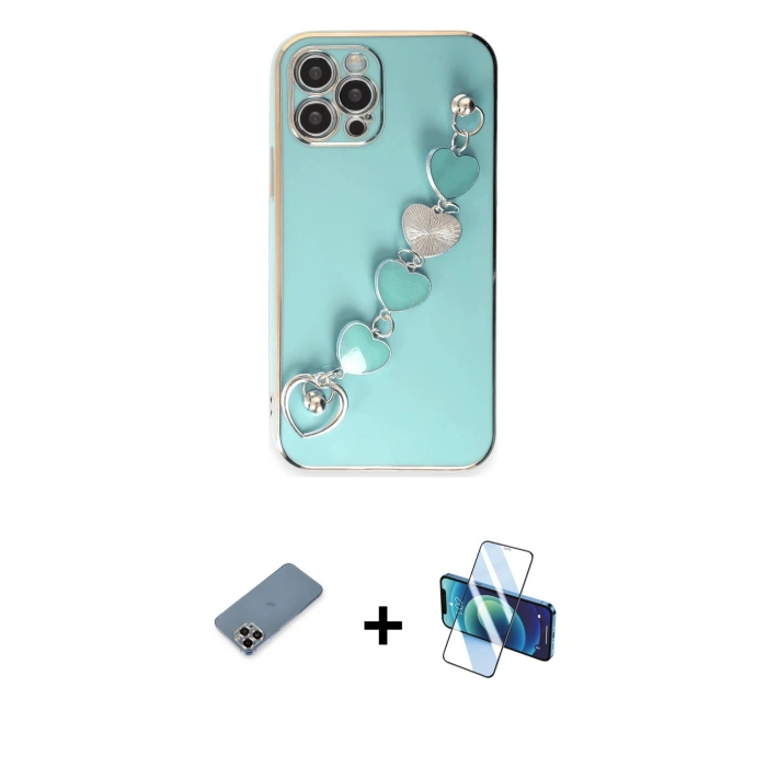 MARSİLYAN™- iPhone 12 Pro Kılıf Nova Işık Prime - Siyah 3D Antistatik Cam Ekran Koruyucu + Metal Kamera Lens Koruma Cam - MR
