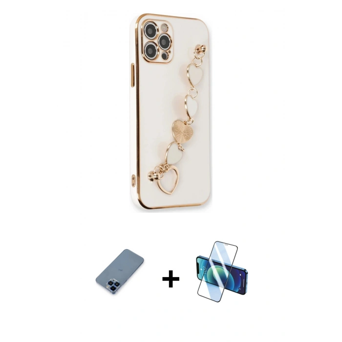 MARSİLYAN™- iPhone 12 Pro Kılıf Nova Işık Prime - Siyah 3D Antistatik Cam Ekran Koruyucu + Metal Kamera Lens Koruma Cam - MI