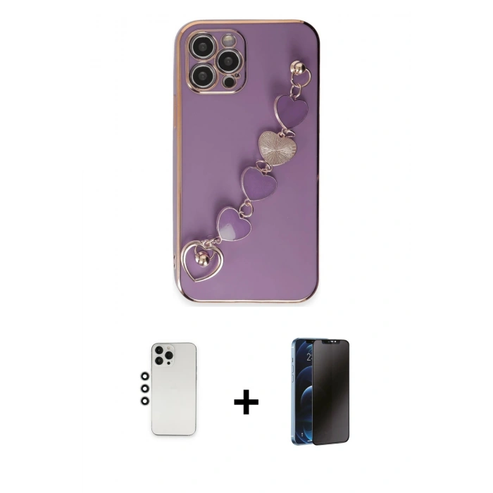 MARSİLYAN™- iPhone 12 Pro Kılıf Nova Işık Prime - Siyah 3D Antistatik Hayalet Cam Ekran Koruyucu + Shine Kamera Lens - GS