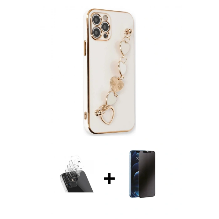MARSİLYAN™- iPhone 12 Pro Kılıf Nova Işık Prime - Siyah 3D Antistatik Hayalet Cam Ekran Koruyucu + Kamera Lens Koruma Cam - SF