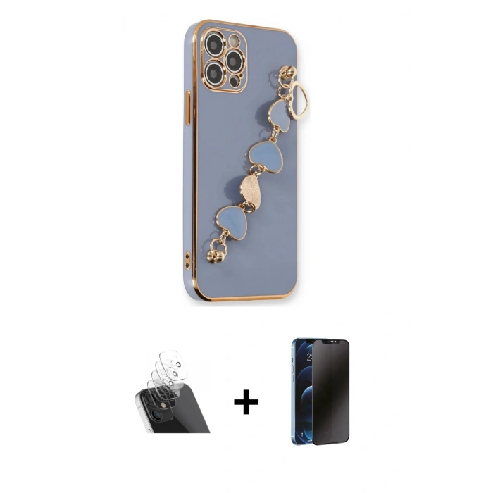 MARSİLYAN™- iPhone 12 Pro Kılıf Nova Işık Prime - Siyah 3D Antistatik Hayalet Cam Ekran Koruyucu + Kamera Lens Koruma Cam - SF