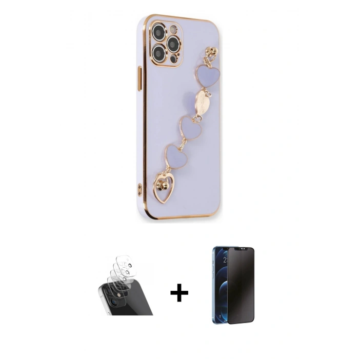 MARSİLYAN™- iPhone 12 Pro Kılıf Nova Işık Prime - Siyah 3D Antistatik Hayalet Cam Ekran Koruyucu + Kamera Lens Koruma Cam - SF