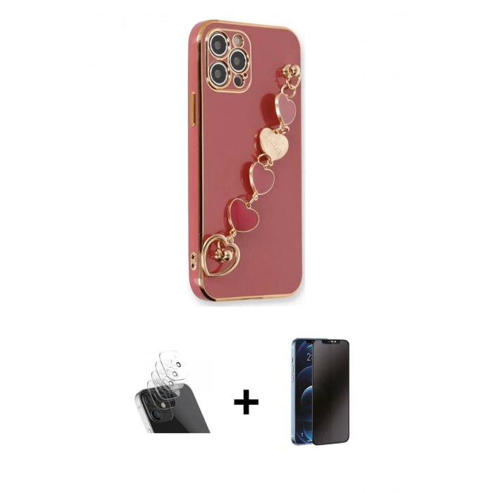 MARSİLYAN™- iPhone 12 Pro Kılıf Nova Işık Prime - Siyah 3D Antistatik Hayalet Cam Ekran Koruyucu + Kamera Lens Koruma Cam - SF
