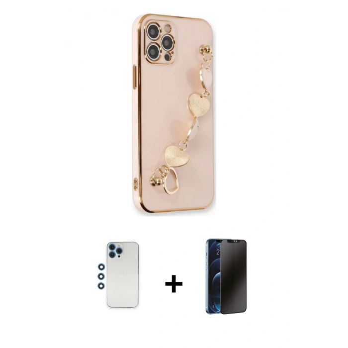 MARSİLYAN™- iPhone 12 Pro Kılıf Nova Işık Prime - Siyah 3D Antistatik Hayalet Cam Ekran Koruyucu + Mavi Shine Kamera Lens